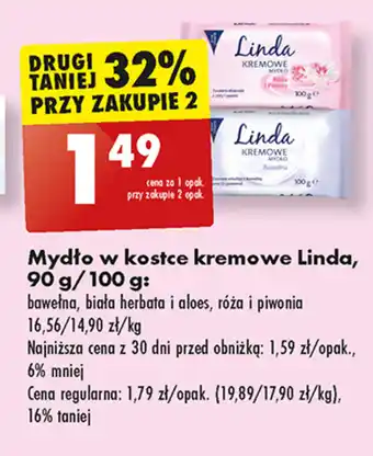 Mydło w kostce kremowe Linda, 90 g/100 g