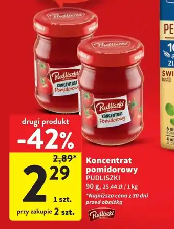 Intermarche KONCENTRAT Pomidorowy PUDLISZKI 90g oferta