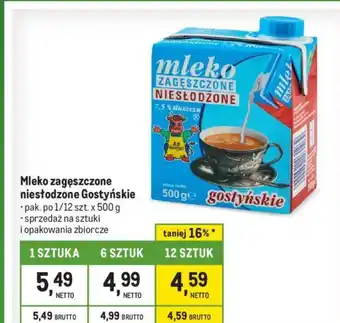 Makro Mleko zagęszczone niesłodzone Gostyńskie 500 g oferta