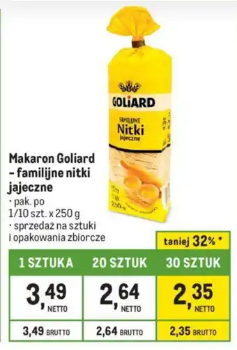 Makro Makaron Goliard - familijne nitki jajeczne 250 g oferta