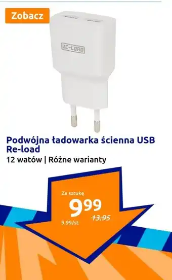 Action Podwójna ładowarka ścienna USB Re-load 12 W oferta