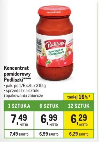 Makro Koncentrat pomidorowy Pudliszki 310 g oferta