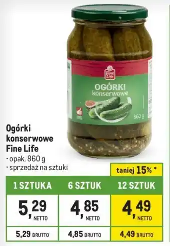 Makro Ogórki konserwowe Fine Life 860 g oferta