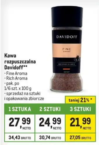 Makro Kawa rozpuszczalna Davidoff 100 g oferta