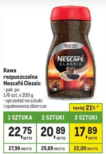Makro Kawa rozpuszczalna Nescafé Classic 200 g oferta
