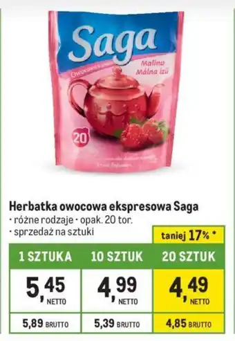 Makro Herbatka owocowa ekspresowa Saga oferta