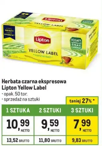Makro Herbata czarna ekspresowa Lipton Yellow Label oferta