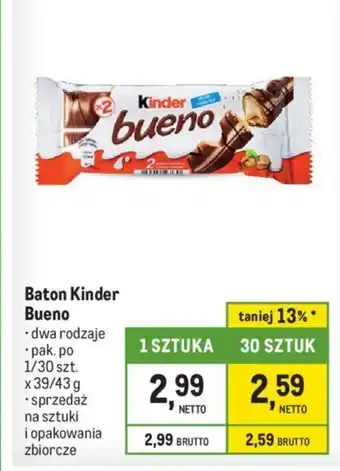 Makro Baton Kinder Bueno 39/43 g oferta