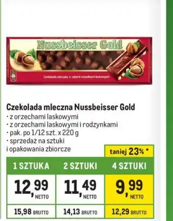Makro Czekolada mleczna Nussbeisser Gold 220 g oferta