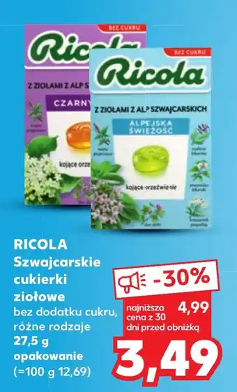Kaufland RICOLA Szwajcarskie cukierki ziołowe 27,5 g oferta