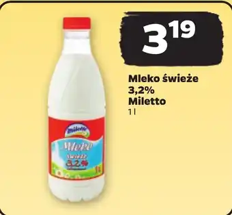 Mleko świeże 3,2% Miletto 1 l