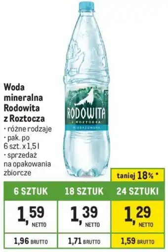 Makro Woda mineralna Rodowita z Roztocza oferta