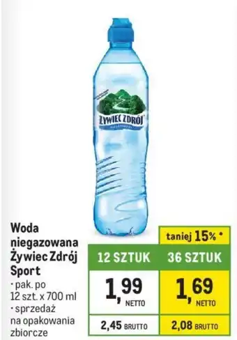 Makro Woda niegazowana Żywiec Zdrój Sport oferta