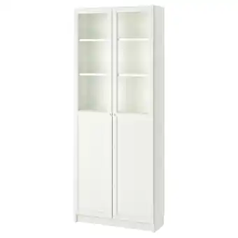 IKEA Billy / oxberg Regał para drzw panelowych/szklan, biały, 80x30x202 cm oferta