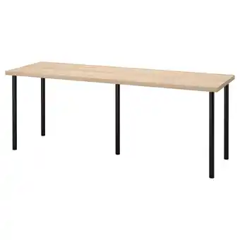 IKEA Lagkapten / adils Biurko, dąb bejcowany na biało/czarny, 200x60 cm oferta