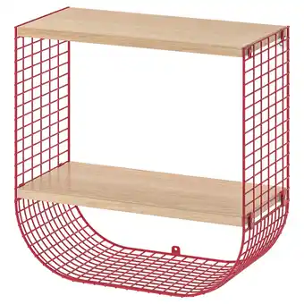 IKEA Svenshult Półka ze schowkiem, brązowoczerwony/dąb bejcowany na biało, 41x20 cm oferta