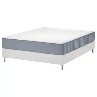 IKEA LyngÖr Łóżko kontynentalne, Vågstranda twardy/jasnoniebieski biały, 160x200 cm oferta
