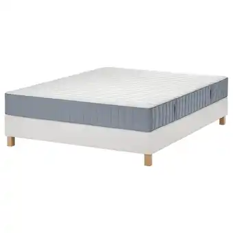 IKEA LyngÖr Łóżko kontynentalne, Valevåg średnio twardy/jasnoniebieski biały, 180x200 cm oferta