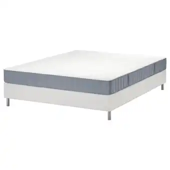 IKEA LyngÖr Łóżko kontynentalne, Vesteröy twardy/jasnoniebieski biały, 180x200 cm oferta