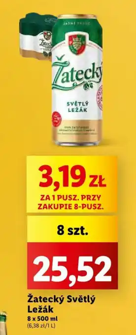 Lidl Žatecký Světlý Ležák 8 x 500 ml oferta