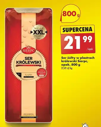 Biedronka Ser żółty w plastrach królewski Sierpc, 800 g oferta