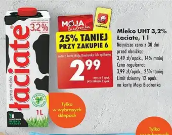 Biedronka Mleko UHT 3,2% łaciate,1 l oferta