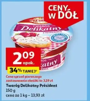 Auchan Président twaróg delikatny z rzodkiewką 150 g oferta