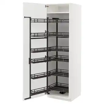 IKEA Metod szafka wysoka z wysuwaną spiżarką, biały/ringhult jasnoszary, 60x60x200 cm oferta