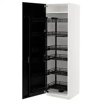 IKEA Metod szafka wysoka z wysuwaną spiżarką, biały/lerhyttan bejcowane na czarno, 60x60x200 cm oferta