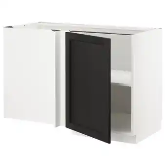 IKEA Metod Narożna szafka stojąca z półką, biały/lerhyttan bejcowane na czarno, 128x68 cm oferta