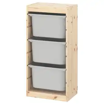 IKEA Trofast Regał z pojemnikami, jasna sosna bejcowana na biało/szary, 44x30x91 cm oferta