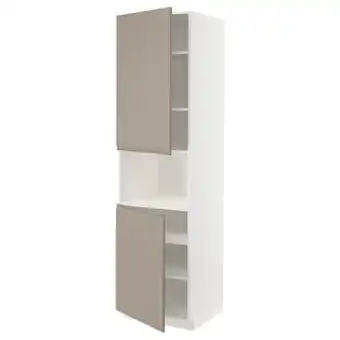 IKEA Metod sza st wys mikr 2drz/pół, biały/upplöv matowy ciemnobeżowy, 60x60x220 cm oferta