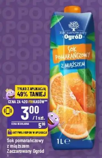 Polomarket Sok pomarańczowy z miąższem Zaczarowany Ogród 1 l oferta