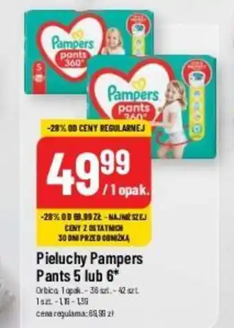 Polomarket Pieluchy Pampers Pants 5 lub 6 36-42szt. oferta