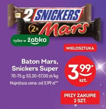 Żabka Baton Mars, Snickers Super 70-75 g oferta