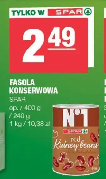 Spar FASOLA KONSERWOWA SPAR 400g oferta
