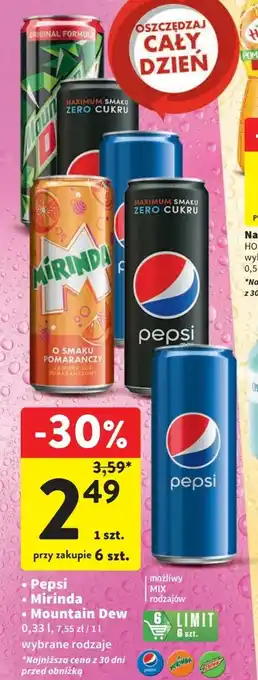 Intermarche Pepsi Mirinda Mountain Dew 0,33l oferta