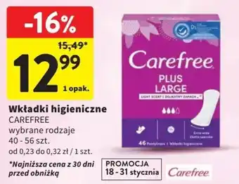 Intermarche Wkładki higieniczne CAREFREE 40-56 szt. oferta
