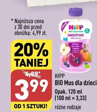 ALDI HIPP BIO Mus dla dzieci 120 ml oferta