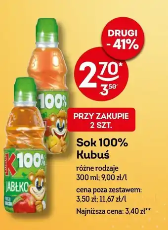 Żabka Sok 100% Kubuś 300 ml oferta