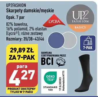 ALDI UP2FASHION Skarpety damskie/męskie 7 par oferta