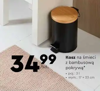 Biedronka Kosz na śmieci z bambusową pokrywą wym.: 17 x 23 cm oferta
