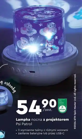 Biedronka Lampka nocna z projektorem Psi Patrol oferta