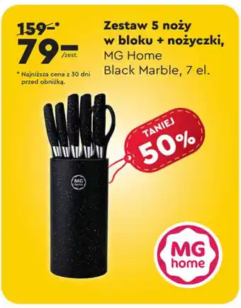 Biedronka Zestaw 5 noży w bloku + nożyczki, MG Home oferta