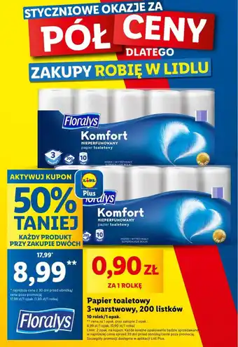 Lidl Papier toaletowy 3-warstwowy, 200 listków oferta