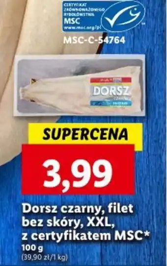 Lidl Dorsz czarny, filet bez skóry, XXL, z certyfikatem MSC 100 g oferta
