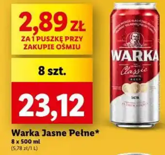 Lidl Warka Jasne Pełne 8 x 500 ml oferta