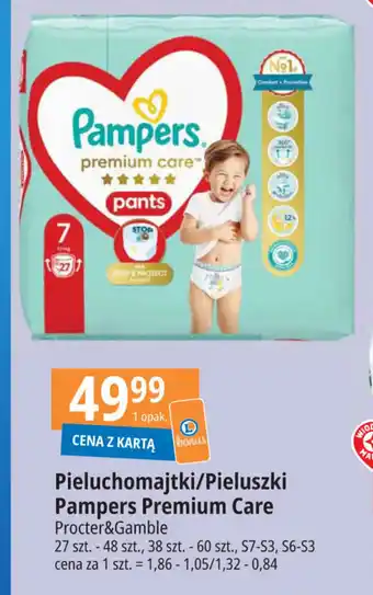 E.Leclerc Pieluchomajtki / Pieluszki Pampers Premium Care 27 szt. - 60 szt. oferta