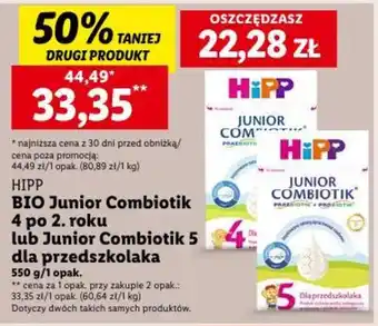 Lidl BIO Junior Combiotik 4 po 2. roku lub Junior Combiotik 5 dla przedszkolaka 550 g/1 opak. oferta