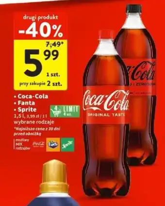 Intermarche Coca-Cola/ Fanta /Sprite 1,5 l oferta